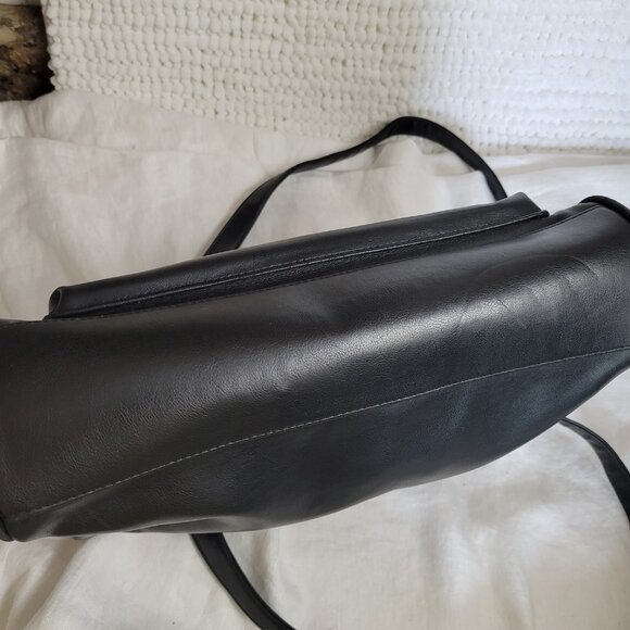 Worthington Black Purse Double Strap Vinyl organizer storage organizing EUC - Picture 10 of 13